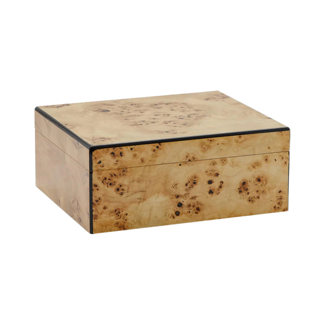 Flanders Desktop Cigar Storage (Mapa Burl & Decorative Inlay)